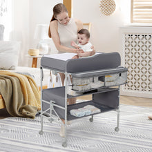 Load image into Gallery viewer, Portable Baby Changing Table with Wheels and 4-position Adjustable Heights-Gray
