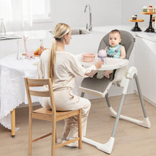Load image into Gallery viewer, 4-in-1 Foldable Baby High Chair with 7 Adjustable Heights and Free Toys Bar-Gray
