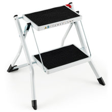 Load image into Gallery viewer, Folding 2 Step Ladder wiht Anti-Slip Pedal and Large Foot Pads-Black &amp; White
