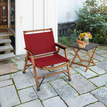 Load image into Gallery viewer, Patio Folding Camping Beach Chair with Solid Bamboo Frame-Red
