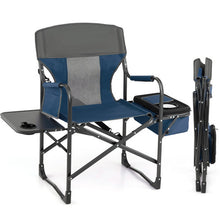 Load image into Gallery viewer, Folding Camping Directors Chair with Cooler Bag and Side Table-Blue

