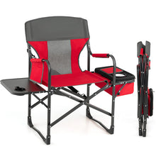 Load image into Gallery viewer, Folding Camping Directors Chair with Cooler Bag and Side Table-Red
