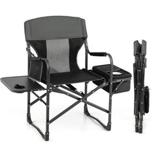 Load image into Gallery viewer, Folding Camping Directors Chair with Cooler Bag and Side Table-Black
