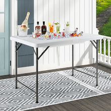 Load image into Gallery viewer, 4 Feet Folding Ice Bin Table with Skirt for Camping Picnic Wedding-White
