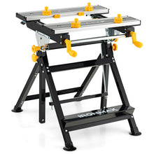 Load image into Gallery viewer, Folding Work Table with Tiltable Platform and 7-level Adjustable Height-Black
