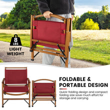 Load image into Gallery viewer, Patio Folding Camping Beach Chair with Solid Bamboo Frame-Red
