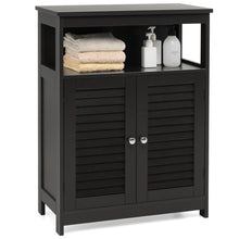 Load image into Gallery viewer, Wood Freestanding Bathroom Storage Cabinet with Double Shutter Door-Black

