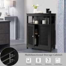 Load image into Gallery viewer, Wood Freestanding Bathroom Storage Cabinet with Double Shutter Door-Black

