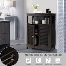 Load image into Gallery viewer, Wood Freestanding Bathroom Storage Cabinet with Double Shutter Door-Brown
