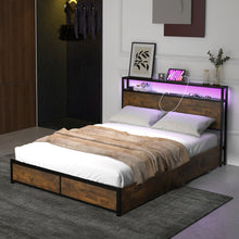 Load image into Gallery viewer, Full/Queen Size Bed Frame with Smart LED Lights and Storage Drawers-Full Size
