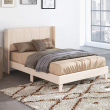 Load image into Gallery viewer, Full/Queen Size Upholstered Bed Frame with Geometric Wingback Headboard-Full Size
