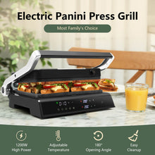 Load image into Gallery viewer, 3-in-1 Electric Panini Press Grill with Non-Stick Coated Plates-Black
