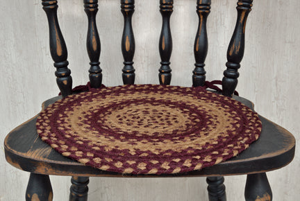 Burgundy/Tan Braided Chair Pad (Pack of 2)
