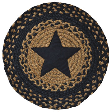 Star Braided Mat Black  (Pack of 4)