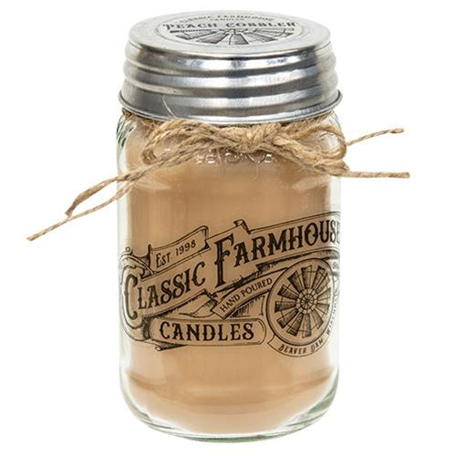 Peach Cobbler Classic Farmhouse Mason Jar Candle 14oz