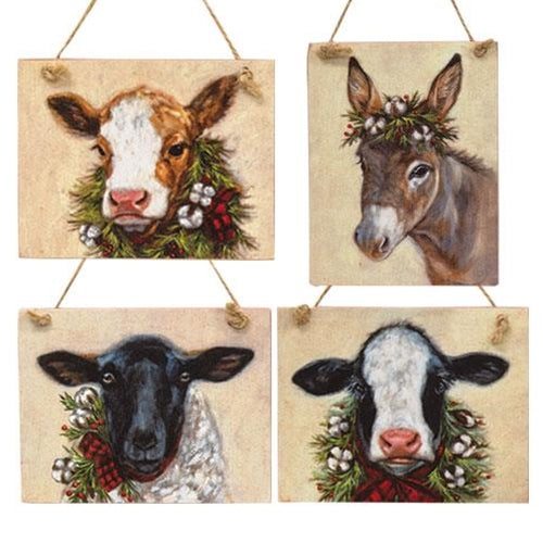 4/Set Christmas Farm Ornaments (Pack of 2)