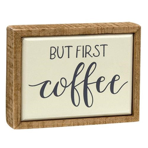 But First Coffee Mini Enamel Box Sign (Pack of 4)