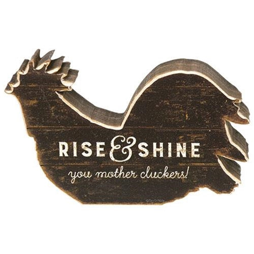 Rise & Shine Chunky Wood Rooster Sitter (Pack of 2)