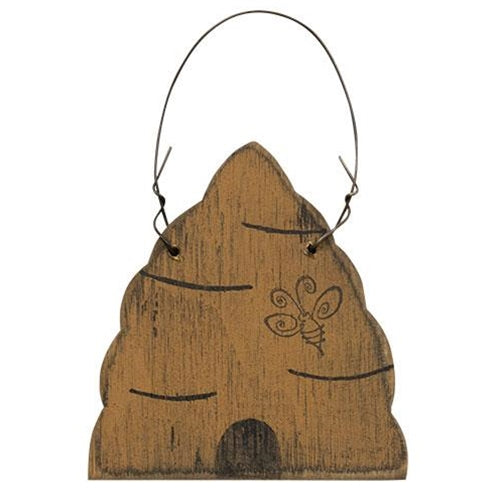 Wooden Beehive Ornament  (Pack of 4)