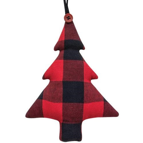 Red Buffalo Check Fabric Tree Ornament (Pack of 4)