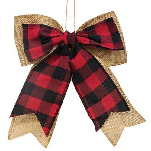 Buffalo Check and Burlap Bow (Pack of 4)