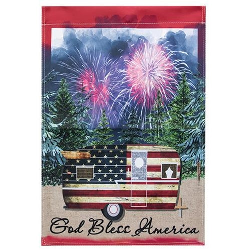 God Bless America Camper Garden Flag (Pack of 2)