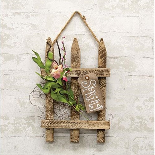 Spring Hanging Lath Gate w/Pink Flowers 13
