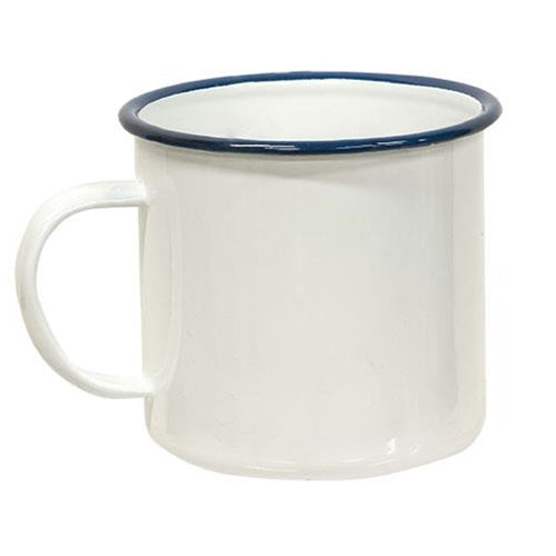 Blue Rim Enamel Soup Mug (Pack of 4)