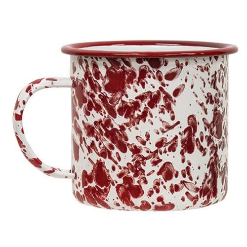 Red Splatter Enamel Soup Mug  (Pack of 4)