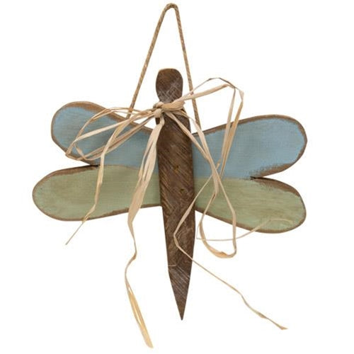 Hanging Wood Teal & Green Dragonfly