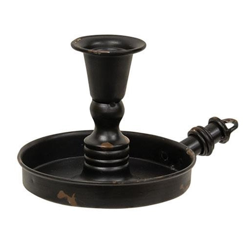 Black Distressed Taper Holder w/Handle (Pack of 2)