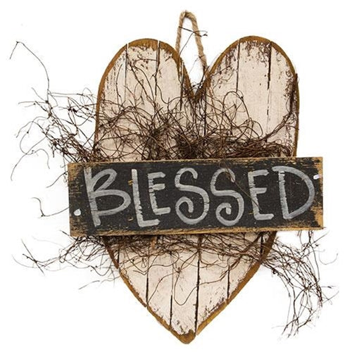 Blessed Lath Hanging Heart