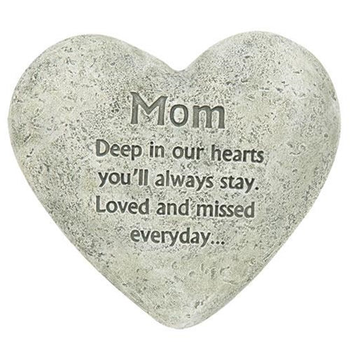 Mom Cement Heart Memorial (Pack of 2)