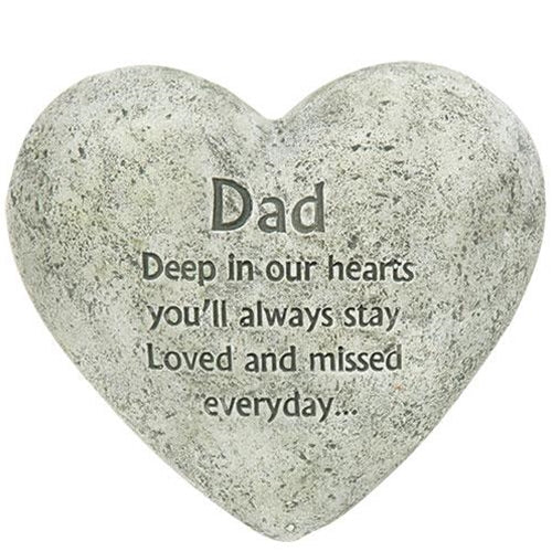 Dad Cement Heart Memorial (Pack of 2)