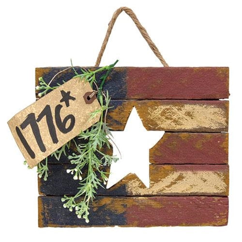 Distressed Lath Flag w/Star Cutout & 