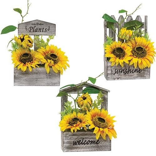 Sunflowers in Wooden Planter