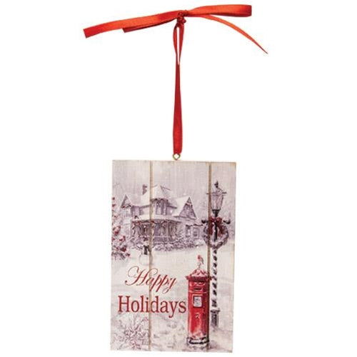 Wood Slat Holiday Ornament 4 Asstd. (Pack of 4)