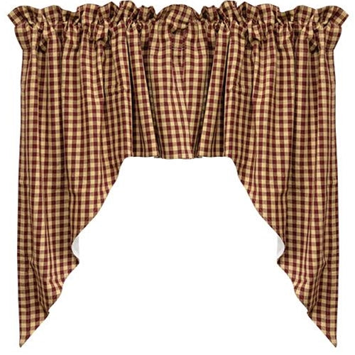 2/Set Burgundy Check Swags