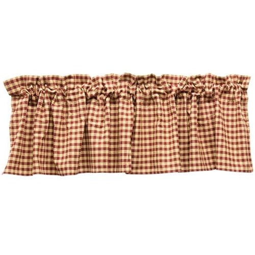 Burgundy Check Valance