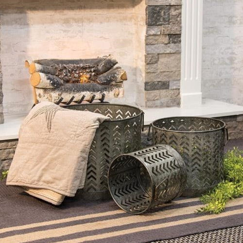3/Set Chevron Metal Baskets