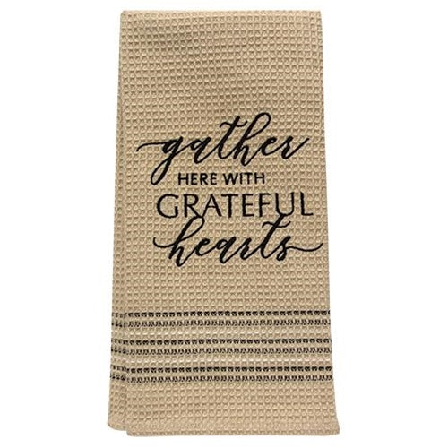 Gather Here With Grateful Hearts Dish Towel (Pack of 2)