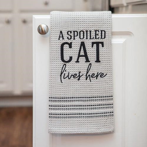 A Spoiled Cat Lives Here Dish Towel  (Pack of 4)