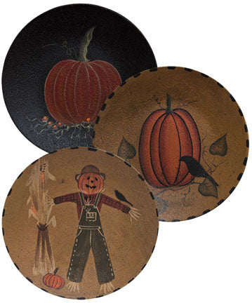 Scarecrow or Pumpkin Plate 3 Asstd. (Pack of 2)