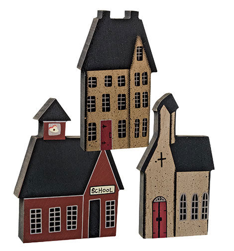Village House Block 3 Asstd.  (Pack of 4)
