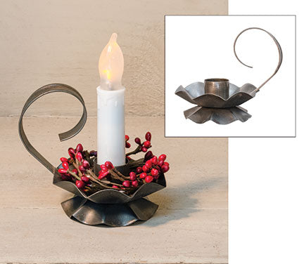 Flower Taper Holder Antique Silver (Pack of 4)