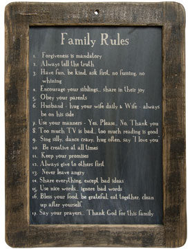 Family Rules Blackboard (Pack of 2)