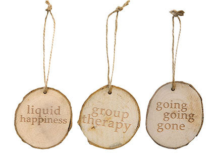 Wooden Wine Tag 3 Asstd.  (Pack of 4)
