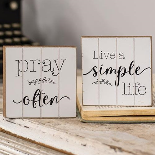 A Simple Life Wood Block 2 asstd.  (Pack of 4)
