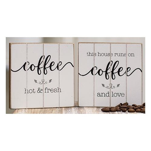 Coffee and Love Wood Block 2 asstd. (Pack of 4)