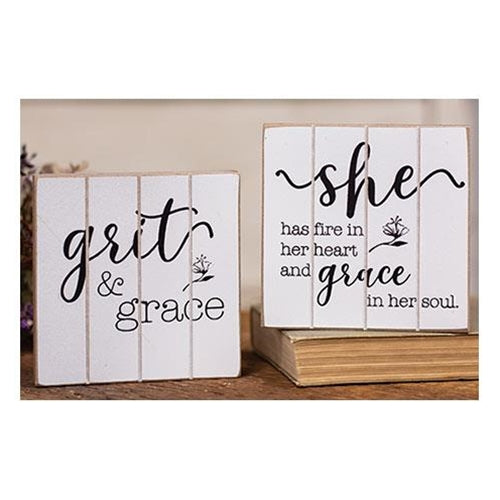 Grit & Grace Wood Block 2 asstd. (Pack of 4)
